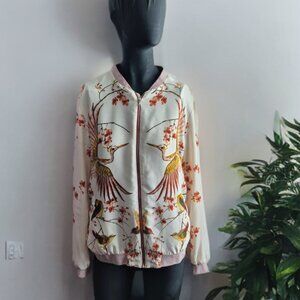 Womens White Jacket With Pretty Birds